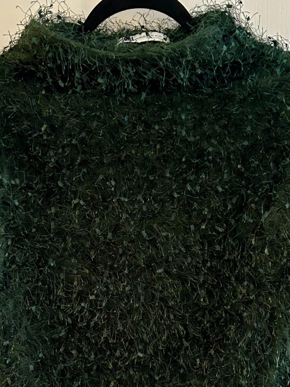 Zara "Eyelash" Knit Top Dark Forest Green XS Statement Sleeveless Top